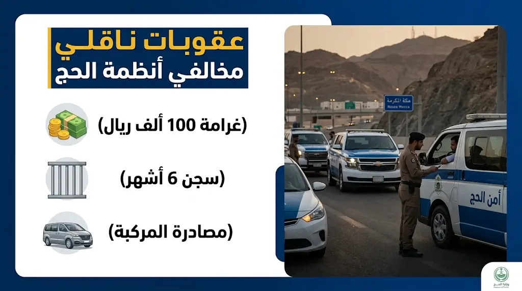 السجن وغرامة 100 ألف ريال والترحيل عقوبات رادعة بحق ناقلي الحجاج دون تصريح