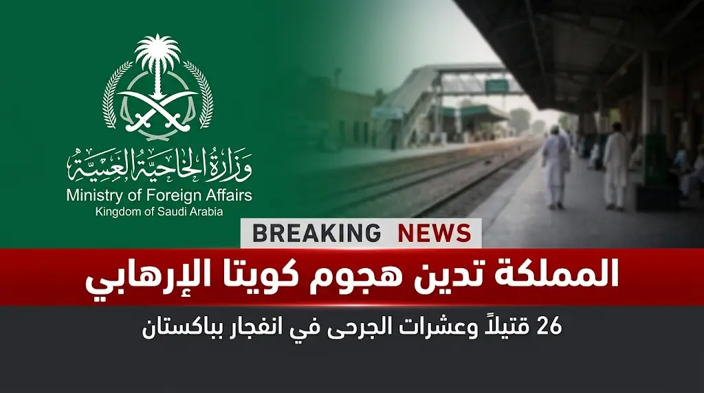 السعودية تدين بأشد العبارات الهجوم الإرهابي الذي استهدف محطة قطارات في إقليم بلوشستان بباكستان