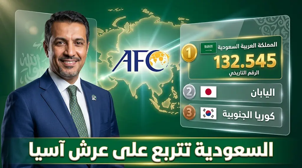 السعودية تواصل هيمنتها على صدارة تصنيف الأندية الآسيوية للموسم السادس توالياً برصيد نقطي تاريخي