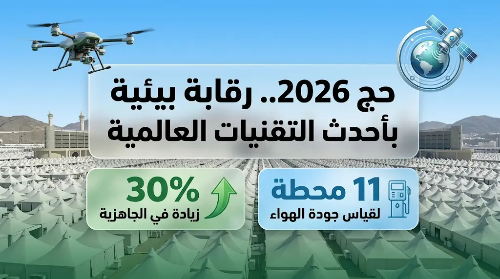 المركز الوطني للالتزام البيئي يسخر الدرونز والأقمار الصناعية لمراقبة جودة الهواء في المشاعر المقدسة خلال حج 2026
