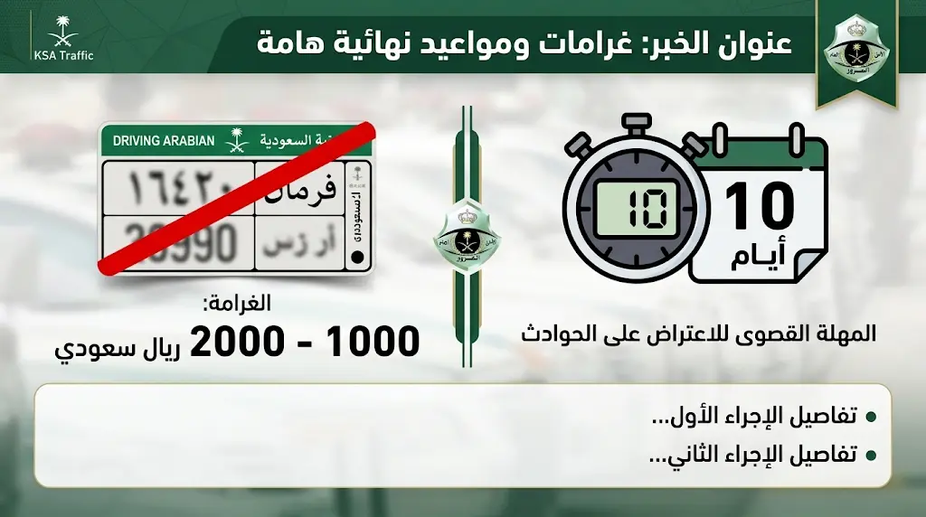 المرور يحدد غرامة قيادة المركبة بدون رخصة سارية: تبدأ من 1000 ريال سعودي