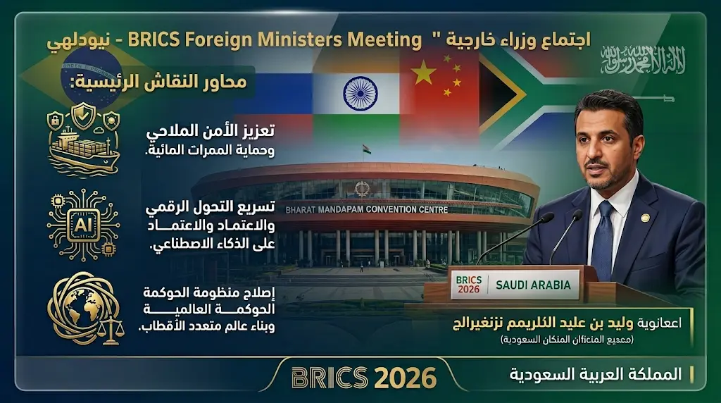 المملكة تؤكد في اجتماع بريكس 2026 أن استقرار الخليج والبحر الأحمر ضرورة دولية لضمان سلاسل الإمداد العالمية