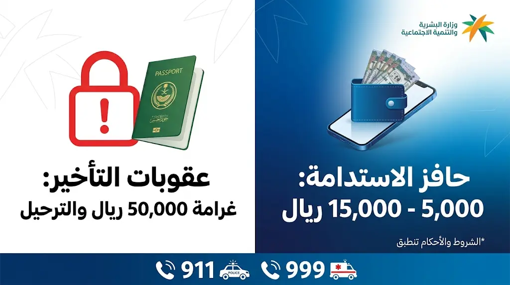 الموارد البشرية تحذر من غرامة 50 ألف ريال والسجن للمتأخرين عن مغادرة المملكة