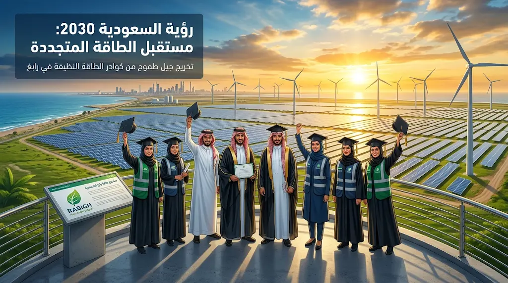 برنامج رواد الطاقة المتجددة 2026: تدريب 3 أشهر للخريجين في رابغ بمكافأة وسكن خاص