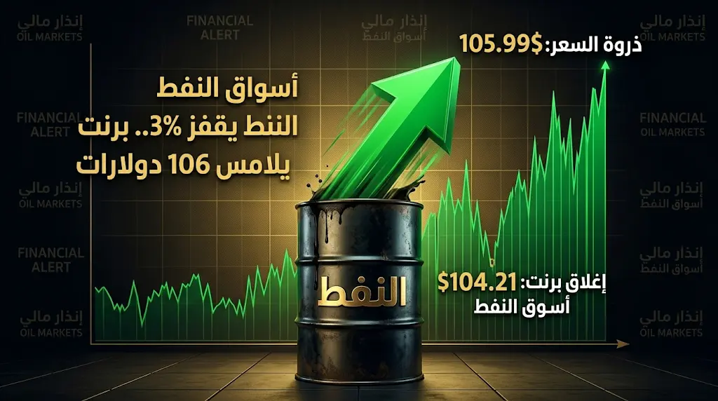 برنت يلامس 106 دولارات في جلسة صعود.. النفط يسجل ارتفاعاً هو الأقوى في تعاملات الإثنين