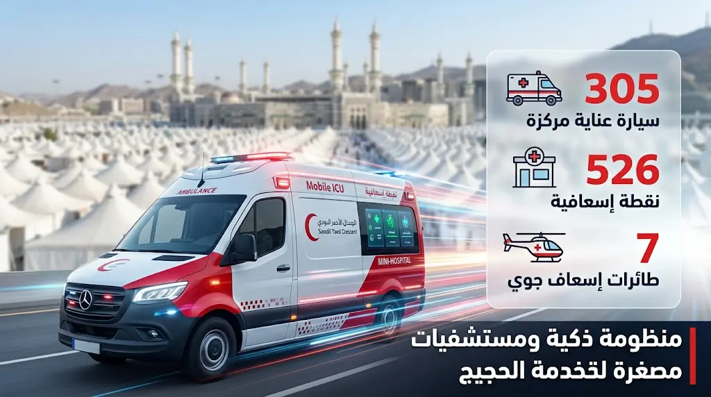 تحويل سيارات الإسعاف إلى مستشفيات مصغرة وتوزيع 526 نقطة إسعافية لخدمة ضيوف الرحمن في حج 1447هـ