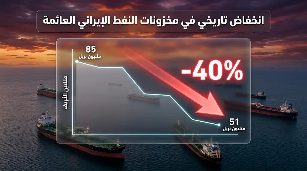 تقرير كبلر يكشف انخفاضاً قياسياً في مخزونات النفط الإيراني العائمة بنسبة تصل إلى 40%