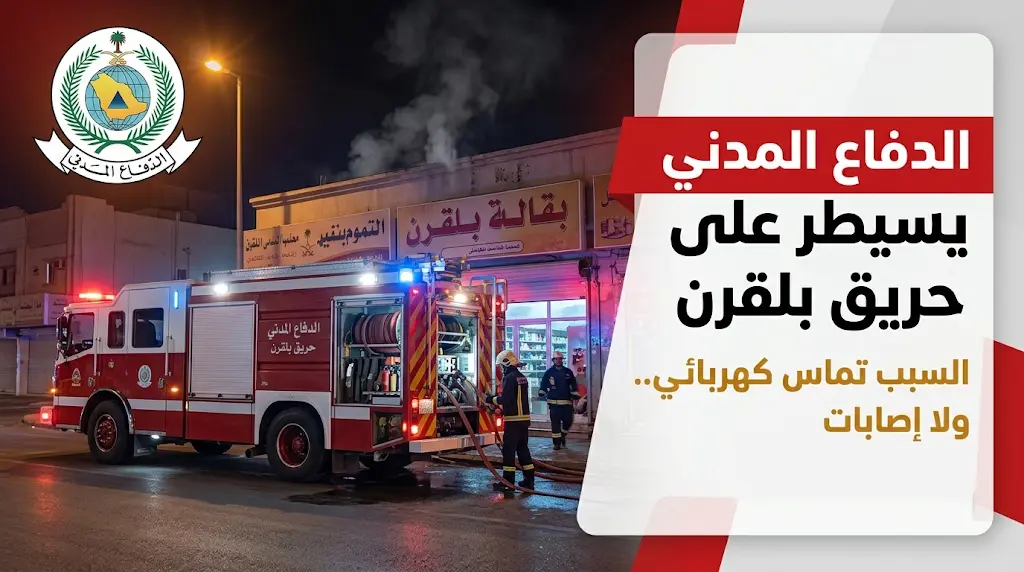 تماس كهربائي وراء حريق محل تجاري في بلقرن والدفاع المدني يؤكد عدم تسجيل إصابات