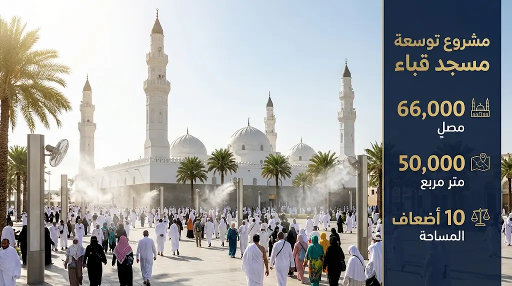توسعة مسجد قباء الأكبر في تاريخه تزيد مساحته 10 أضعاف وتستهدف تطوير 57 موقعاً تاريخياً