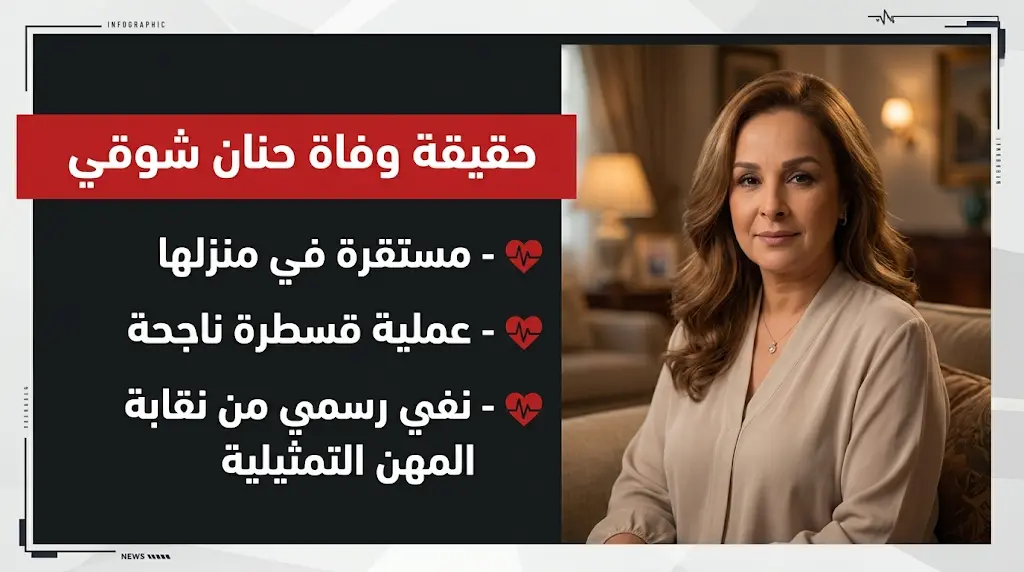 حقيقة وفاة حنان شوقي: تفاصيل الأزمة القلبية للفنانة المصرية ومستجدات حالتها اليوم الخميس