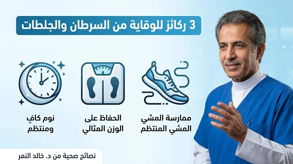 خالد النمر يحدد 3 عوامل ثبتت فاعليتها علمياً للوقاية من السرطان والجلطات والسكتات الدماغية