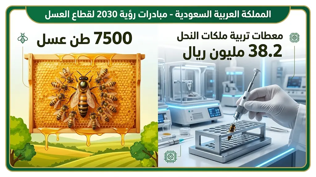 رؤية 2030 تدعم النحالين: إطلاق 5 محطات لتربية ملكات النحل لرفع إنتاج العسل إلى 7500 طن سنوياً.