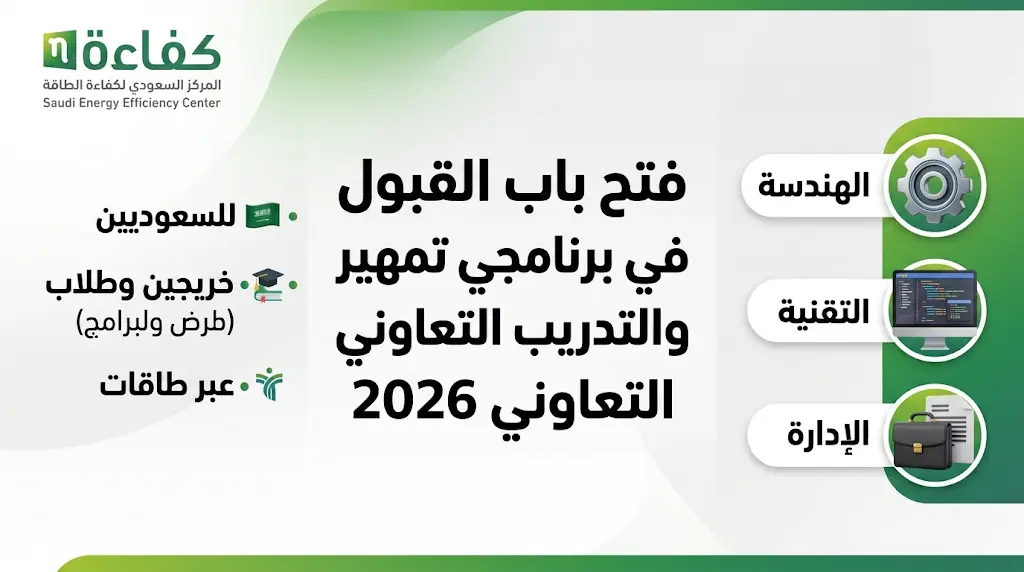 رابط التقديم في تدريب المركز السعودي لكفاءة الطاقة 2026 لبرنامجي تمهير والتدريب التعاوني