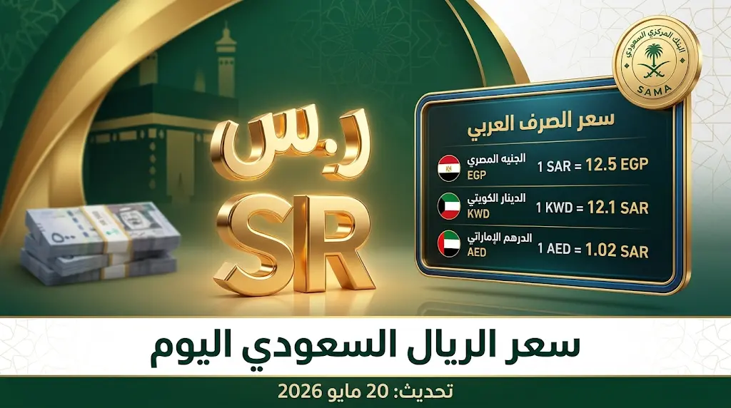 سعر الريال السعودي اليوم الأربعاء 20-05-2026 أمام العملات العربية في البنك المركزي