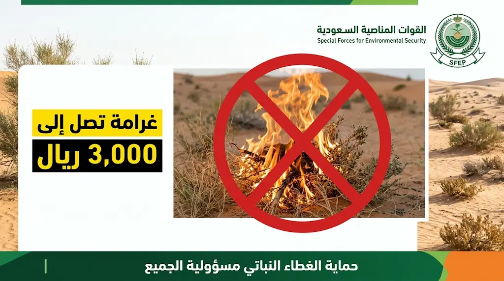 ضبط مواطن خالف نظام البيئة بإشعال النار في المنطقة الشرقية