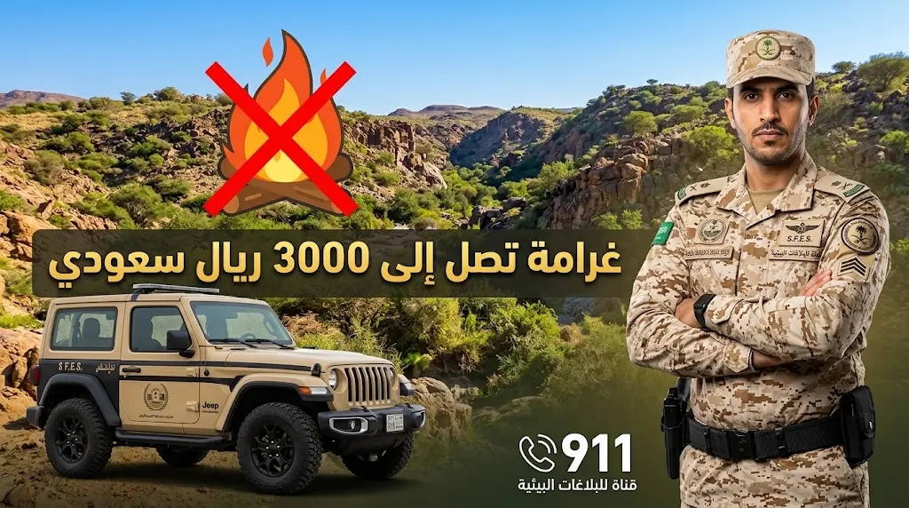 ضبط مواطن في المدينة المنورة وتغريمه 3000 ريال لمخالفته نظام البيئة بإشعال النار في الغطاء النباتي