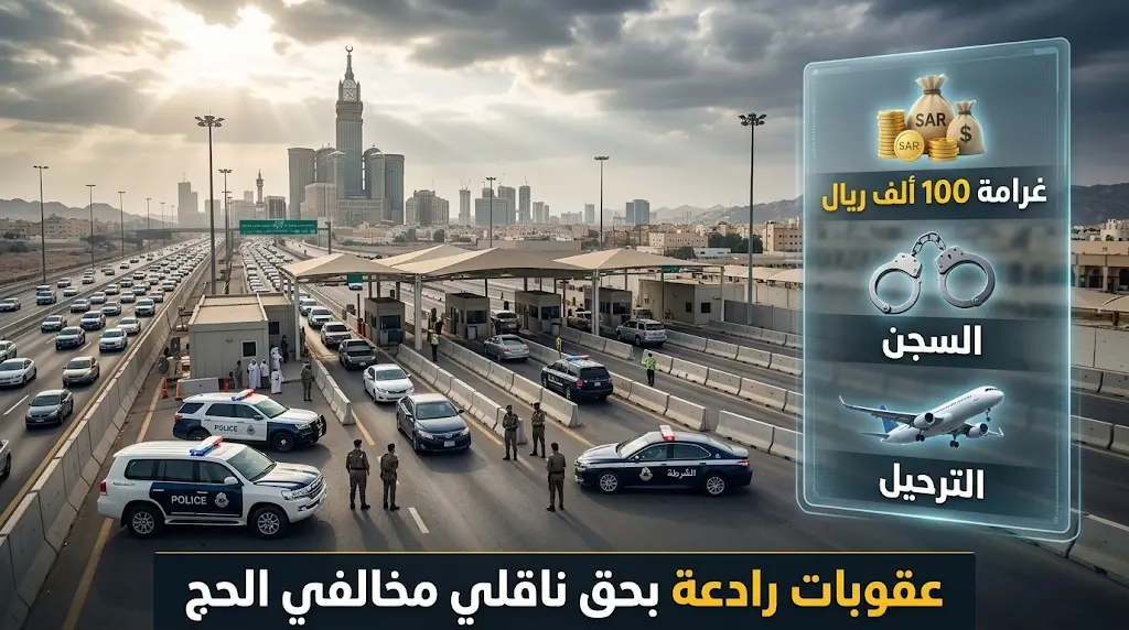 عقوبات بالسجن والترحيل وغرامات مالية بحق 5 أشخاص تورطوا في نقل مخالفي أنظمة الحج بمداخل العاصمة المقدسة