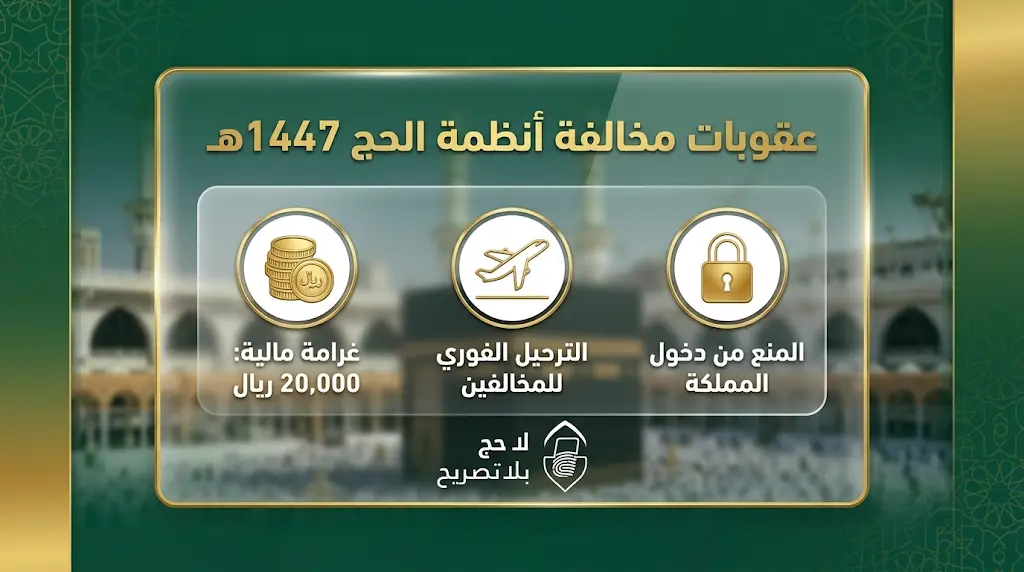 غرامة 20 ألف ريال والترحيل للمخالفين ضمن عقوبات الحج دون تصريح لعام 1447هـ