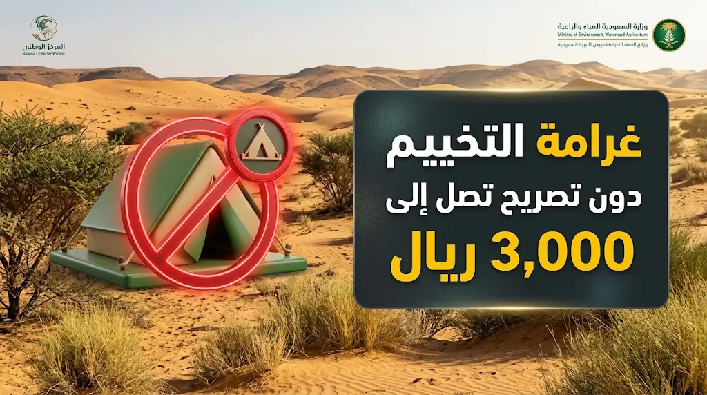غرامة التخييم بدون تصريح في السعودية 2026 وتفاصيل ضبط مخالف في المحميات الملكية