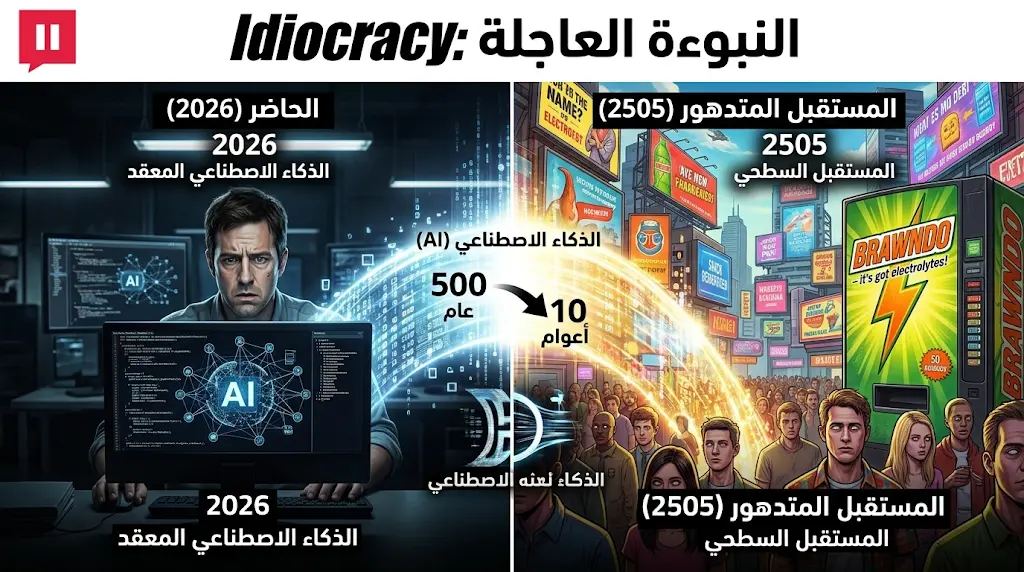 فيلم "Idiocracy" يتحول إلى نبوءة مرعبة: هل اختصر الذكاء الاصطناعي الـ 500 عام إلى 10 سنوات فقط؟