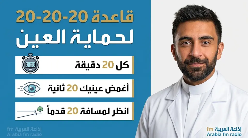 قاعدة 20-20-20 للوقاية من إجهاد العين وخطوات حماية النظر من الشاشات بتوصية الدكتور عبدالمجيد الفاخري