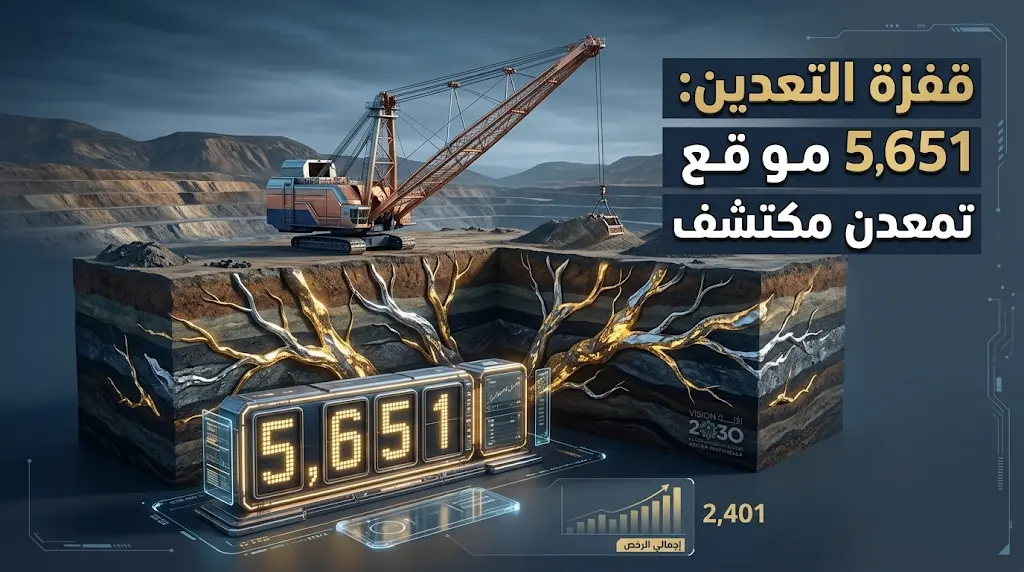 قفزة نوعية في قطاع التعدين: المملكة تسجل 5,651 موقع تمعدن مكتشف و 99 موقعاً ذا أهمية عالية جداً