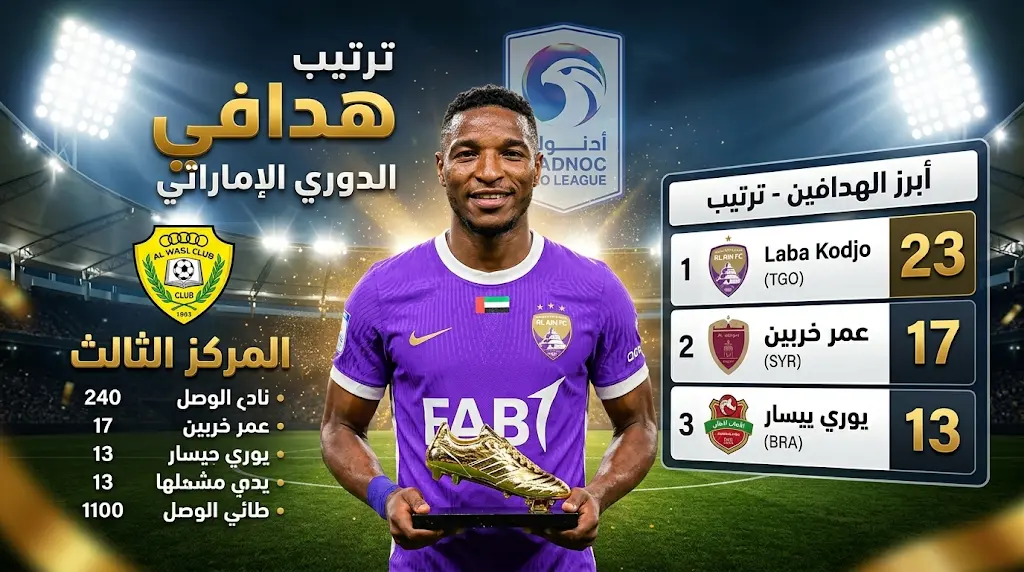 لابا كودجو يتوج رسمياً بلقب هداف الدوري الإماراتي 2025/2026 والوصل يؤمن المركز الثالث
