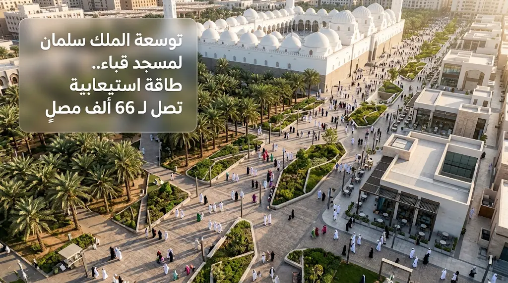 مشروع الملك سلمان لتوسعة مسجد قباء يرفع الطاقة الاستيعابية إلى 66 ألف مصل لخدمة زوار المدينة المنورة في عيد الأضحى