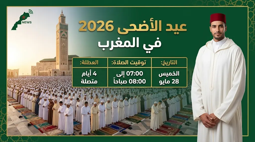 موعد صلاة عيد الأضحى 2026 في المغرب وجدول توقيت الصلاة الخميس 28 مايو في جميع المدن