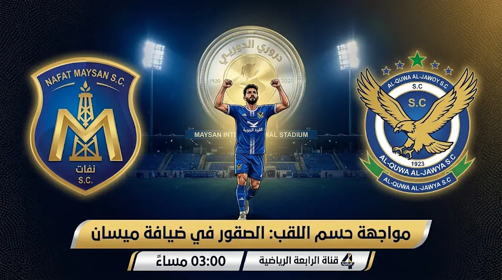 موعد مباراة القوة الجوية ونفط ميسان والقنوات الناقلة في دوري نجوم العراق 2026