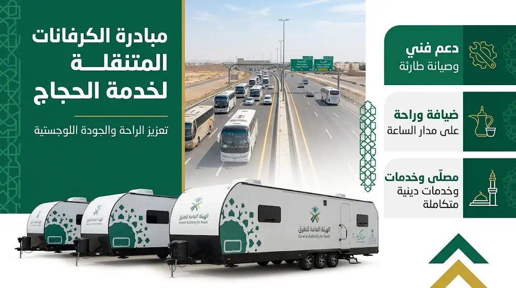 هيئة الطرق تطلق مبادرة الكرفانات المتنقلة رسميا لخدمة ضيوف الرحمن على طريق الهجرة خلال موسم حج 1447