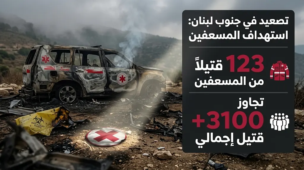 وزارة الصحة اللبنانية تعلن مقتل 6 مسعفين في غارات إسرائيلية وتؤكد أن استهدافهم جريمة حرب مكتملة الأركان
