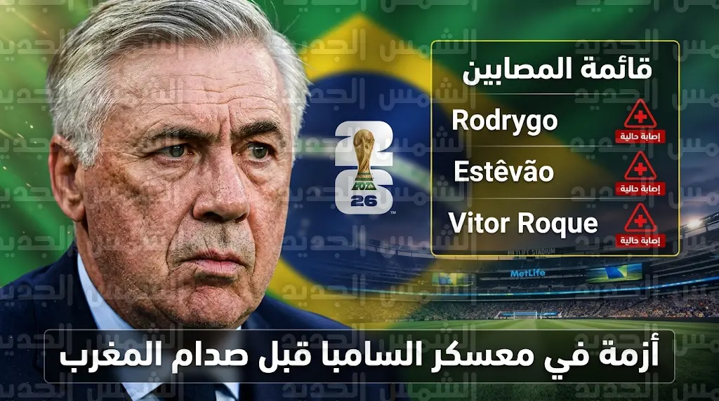أزمة كبرى تواجه أنشيلوتي قبل مباراة البرازيل ضد المغرب في مونديال 2026: قائمة الإصابات وموعد اللقاء