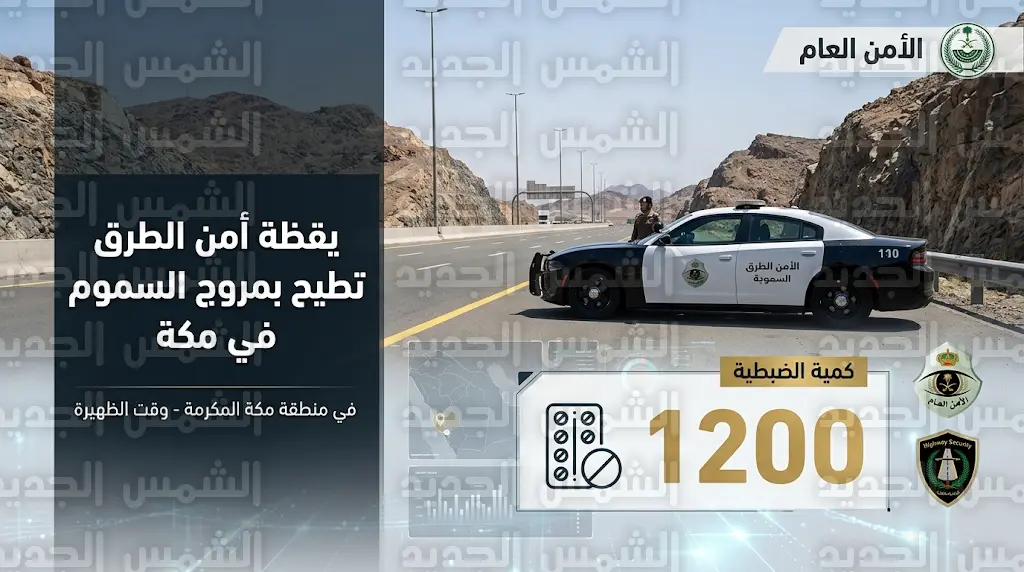 أمن الطرق بمكة المكرمة يحبط محاولة ترويج 1200 قرص طبي خاضع لتنظيم التداول