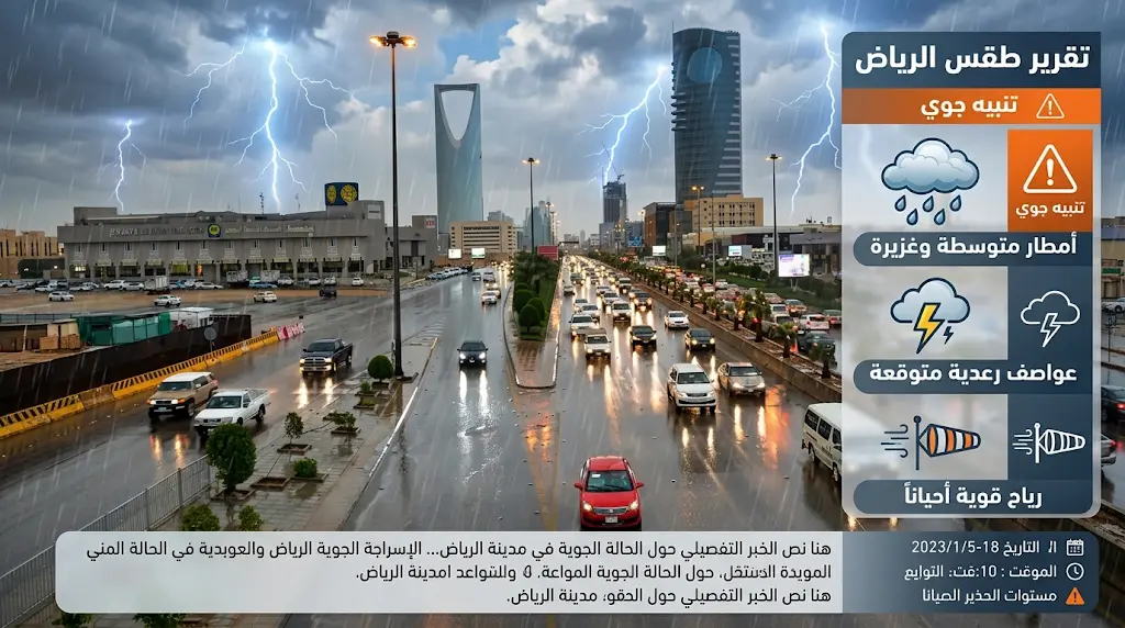 الأرصاد تتوقع هطول أمطار متوسطة وسحب رعدية على الرياض و13 محافظة اليوم الأربعاء 29 أبريل