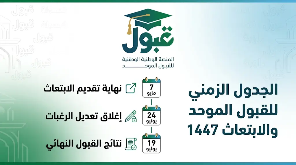 الجدول الزمني للقبول الموحد والابتعاث الخارجي 1447/2026 عبر منصة قبول