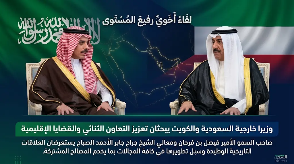 السعودية والكويت تبحثان سبل تعزيز الاستقرار الإقليمي وتنسيق المواقف تجاه التحديات الراهنة في المنطقة