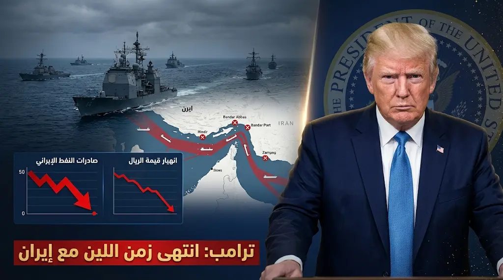 ترامب يعلن استمرار الحصار البحري على إيران ويؤكد انتهاء زمن اللين باشتراط اتفاق نووي شامل