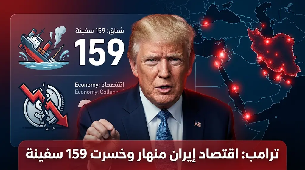 ترامب يكشف كواليس انهيار الاقتصاد الإيراني ويؤكد خسارة طهران 159 سفينة