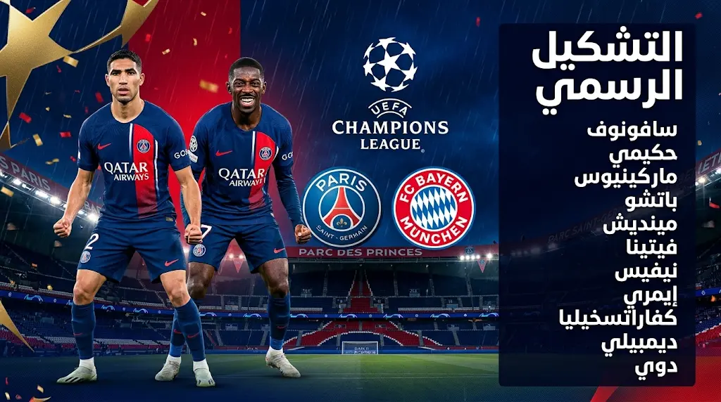 تشكيل باريس سان جيرمان الرسمي ضد بايرن ميونخ اليوم الثلاثاء 28-4-2026 في دوري أبطال أوروبا