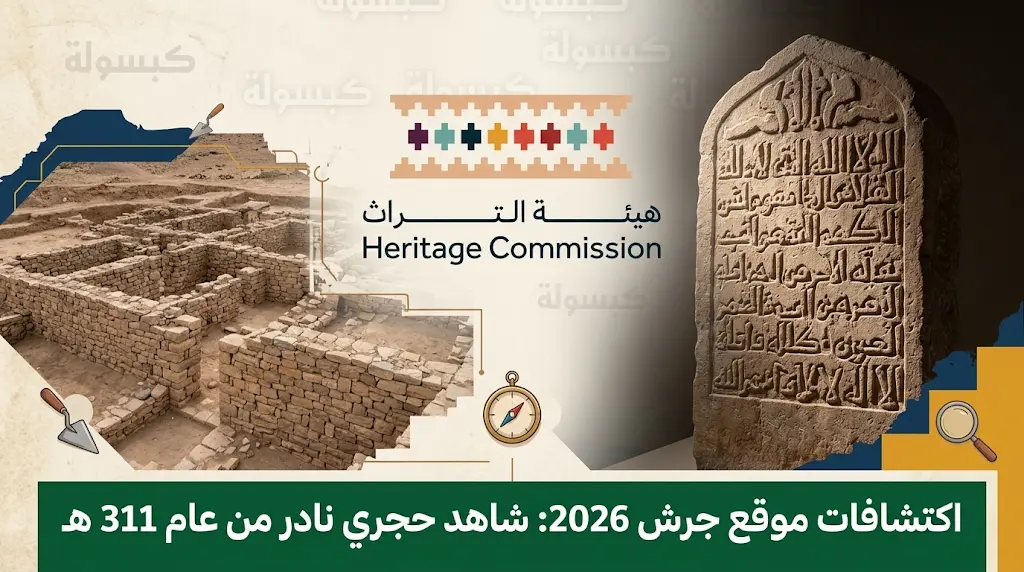 توثيق شاهد حجري نادر بالخط الكوفي مؤرخ عام 311 هجرية ضمن اكتشافات موقع جرش الأثري