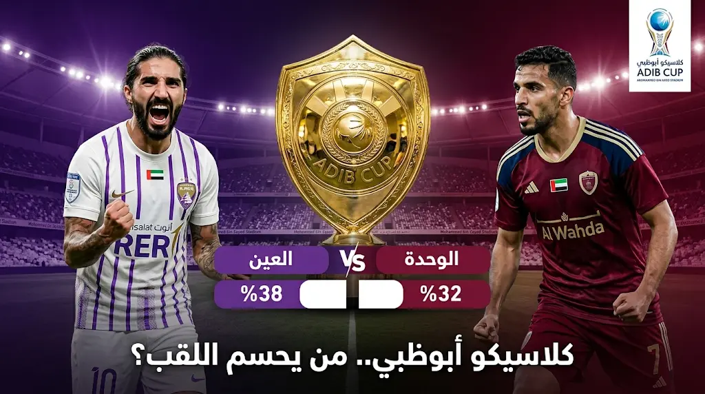 توقعات نتيجة مباراة العين ضد الوحدة في نهائي كأس مصرف أبو ظبي 2026 وموعد اللقاء