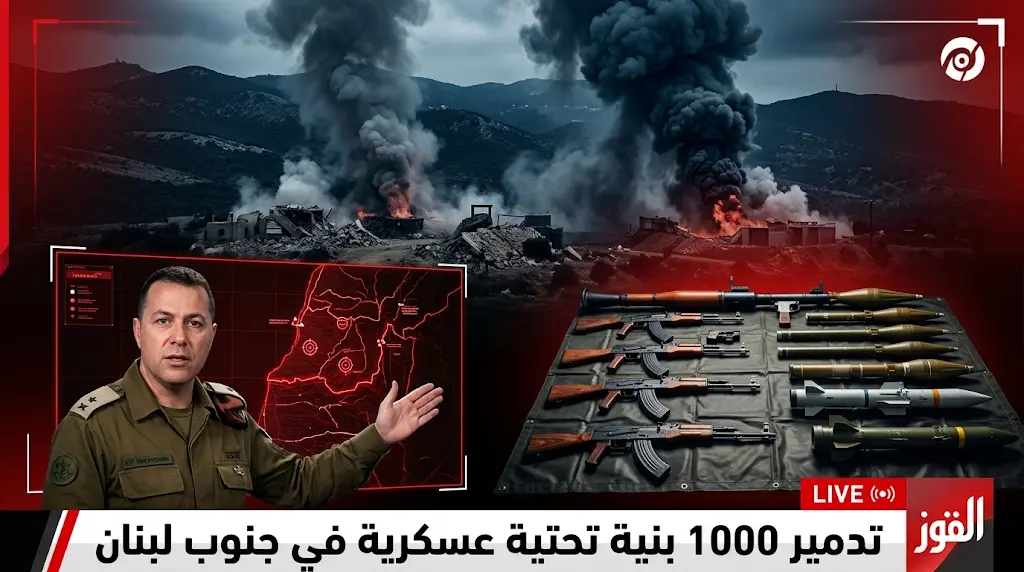 جيش الاحتلال الإسرائيلي يعلن تدمير أكثر من 1000 بنية تحتية عسكرية تابعة لحزب الله في الجنوب اللبناني