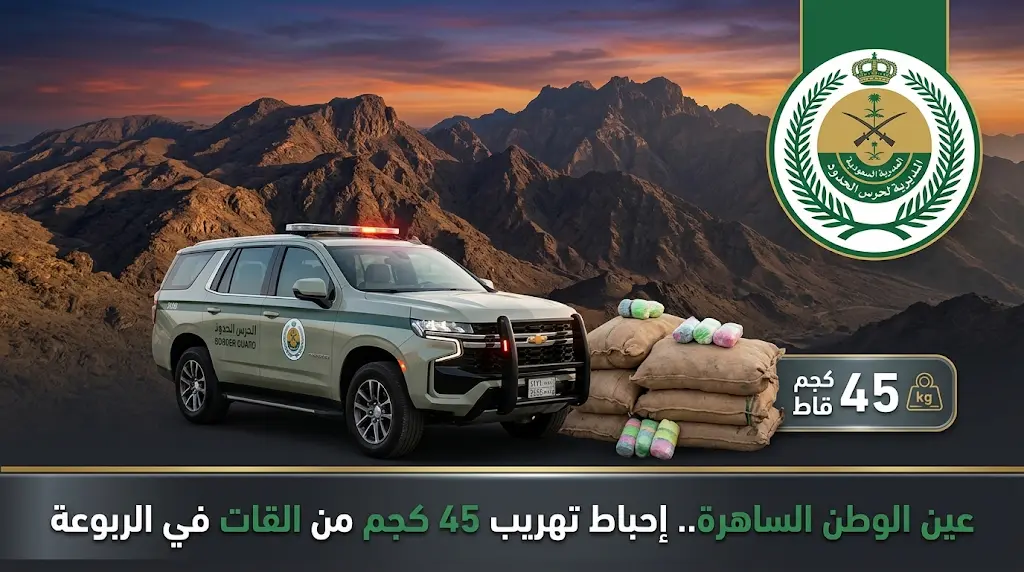 حرس الحدود يحبط تهريب 45 كيلوجراماً من القات بقطاع الربوعة في عسير
