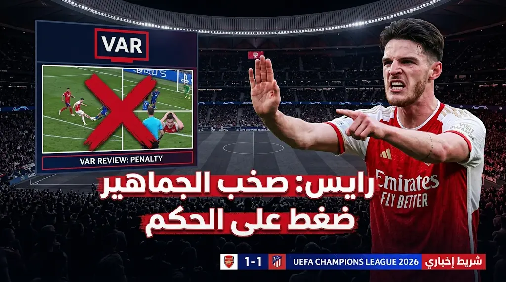 “ضغط الجماهير غير رأيه”.. ديكلان رايس يفتح النار على حكم مباراة أرسنال وأتلتيكو مدريد بدوري أبطال أوروبا 2026