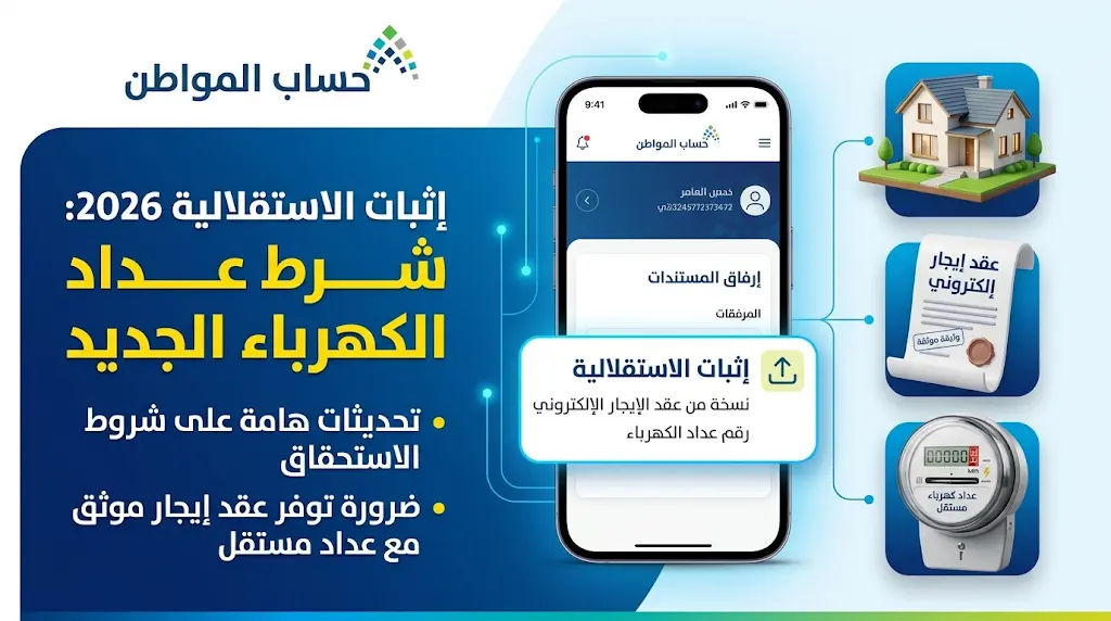 ضوابط إثبات الاستقلالية في حساب المواطن 2026: شرط عداد الكهرباء للمستأجر المستقل