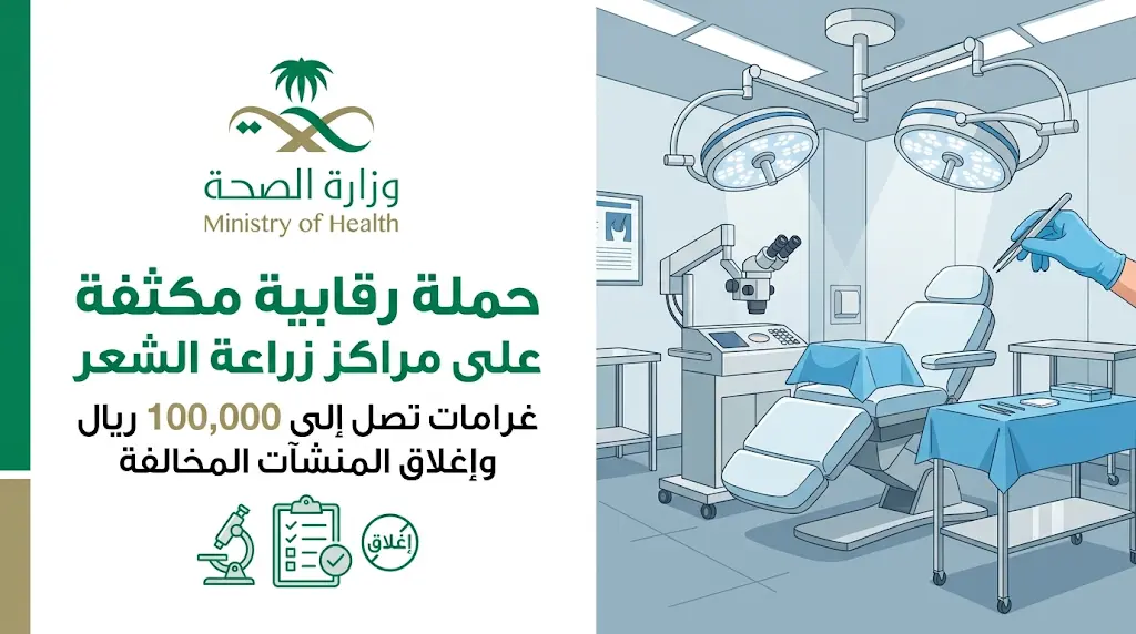 غرامات تصل لـ 100 ألف ريال والسجن للمخالفين في حملة وزارة الصحة السعودية الشاملة على منشآت زراعة الشعر