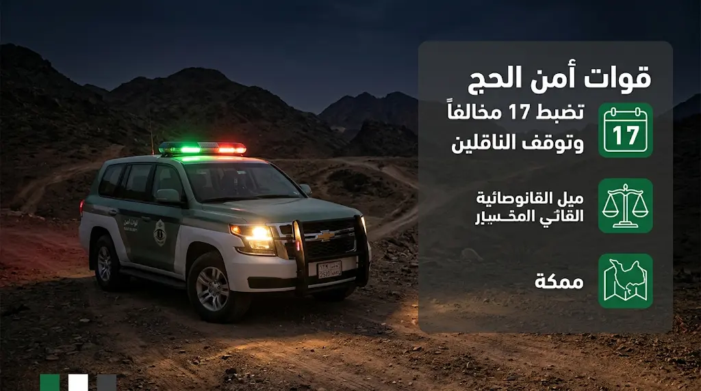 قوات أمن الحج تضبط مواطنين حاولا تهريب 17 مقيماً إلى العاصمة المقدسة عبر طرق وأودية وعرة