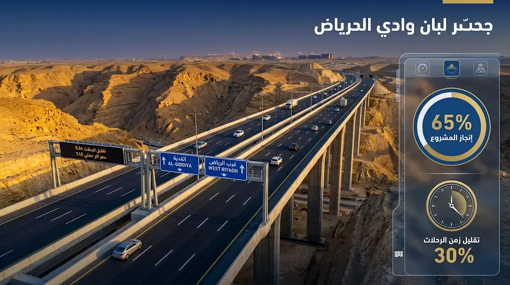 مشروع امتداد طريق الطائف يربط حي لبن بالقدية ويقلص زمن الرحلات بنسبة 30% مع تسارع وتيرة الإنجاز