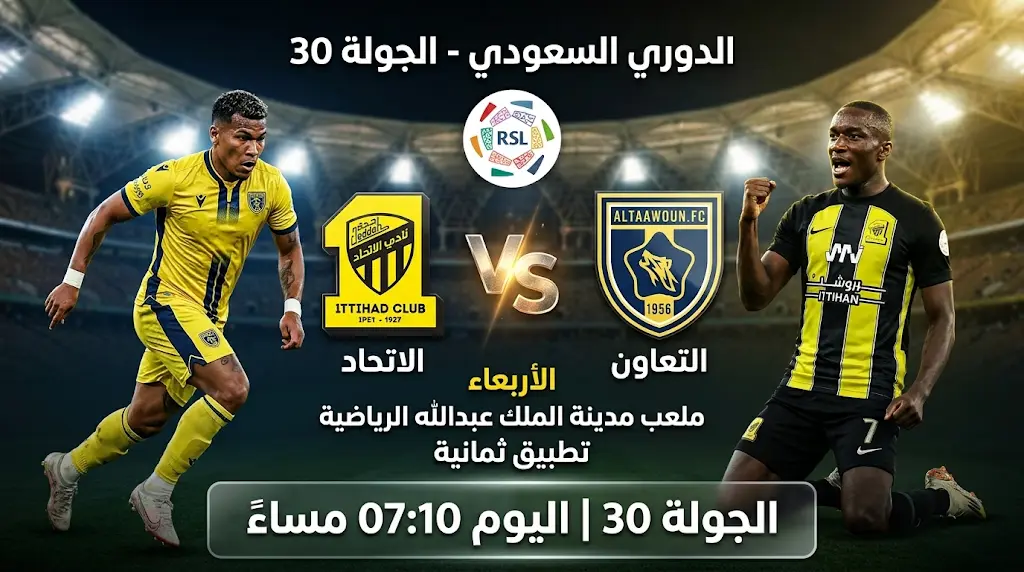 موعد مباراة الاتحاد والتعاون اليوم والقنوات الناقلة في دوري روشن 2026 والتشكيل المتوقع